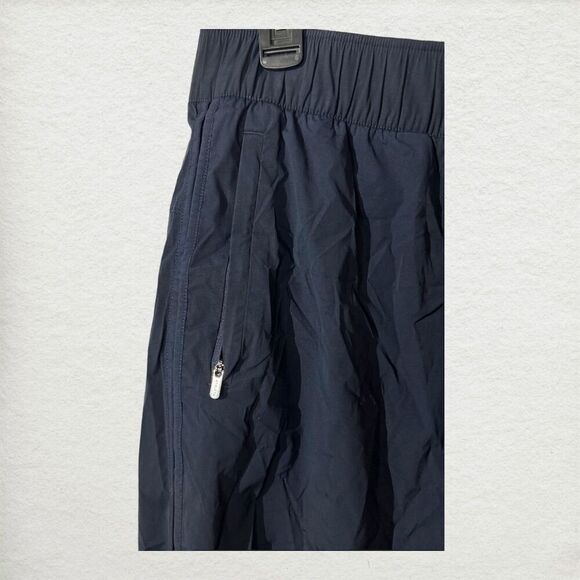 Athleta Navy Nylon Stretch Track Pants M | Zip Pockets Hiking Travel Gorpcore - Picture 6 of 9